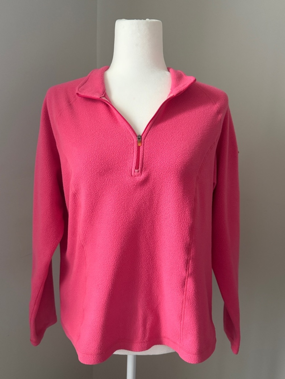 LL BEAN Pink Fleece Pullover Cozy Core Quarter-Zip Women’s Size Medium